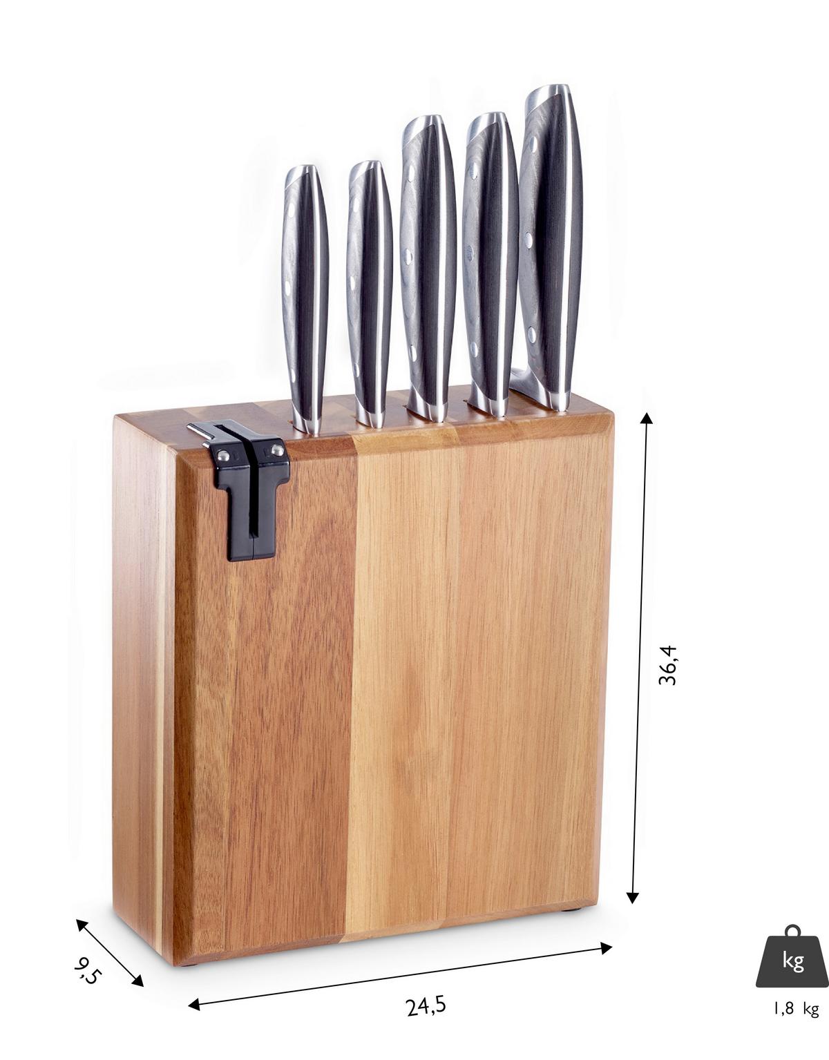 Messerset Echtwerk Edelstahl, 6-Teilig. - Edelstahlfarben/Schwarz, Basics, Metall (24,5/9,5/36,4cm) - Echtwerk