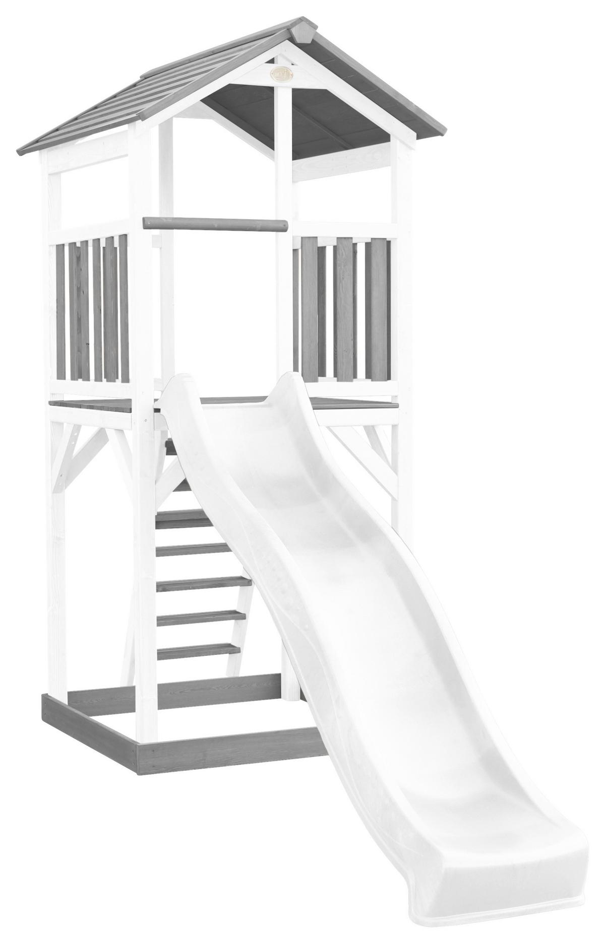 Spielturm A025.120.92 - Weiß/Grau, KONVENTIONELL, Holz/Kunststoff (111,2/241,9/349cm) - Ambia Garden