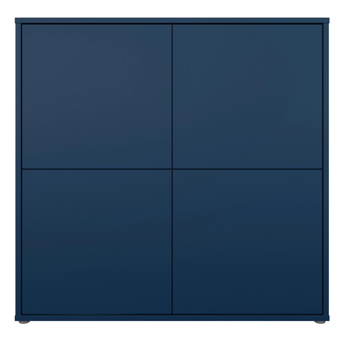 Vysoká komoda barva modrá - tmavě modrá, Moderní, kompozitní dřevo (124,5/121,5/34,9cm)