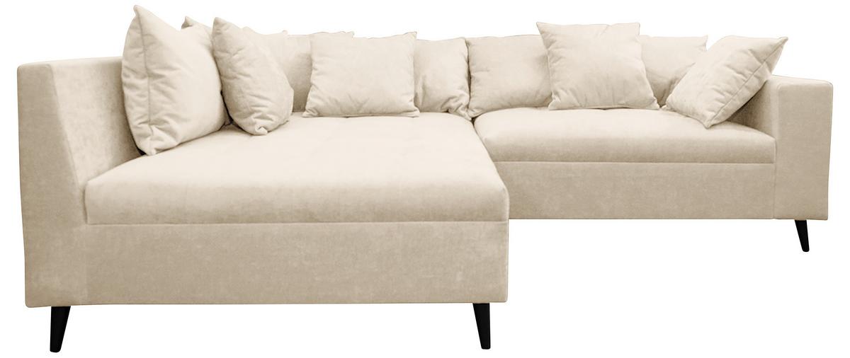 Ecksofa Pruno, Beige S: 174x247 Cm - Beige/Schwarz, Design, Textil (174/247cm) - MID.YOU