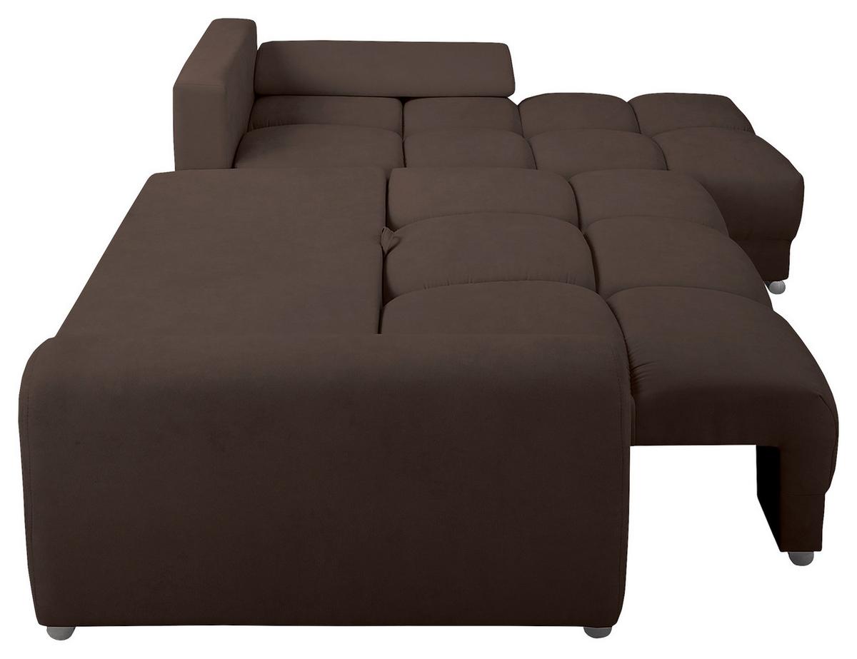 Ecksofa Azzuro Braun S: 256x175 Cm - Silberfarben/Braun, Design, Textil (256/175cm) - Livetastic