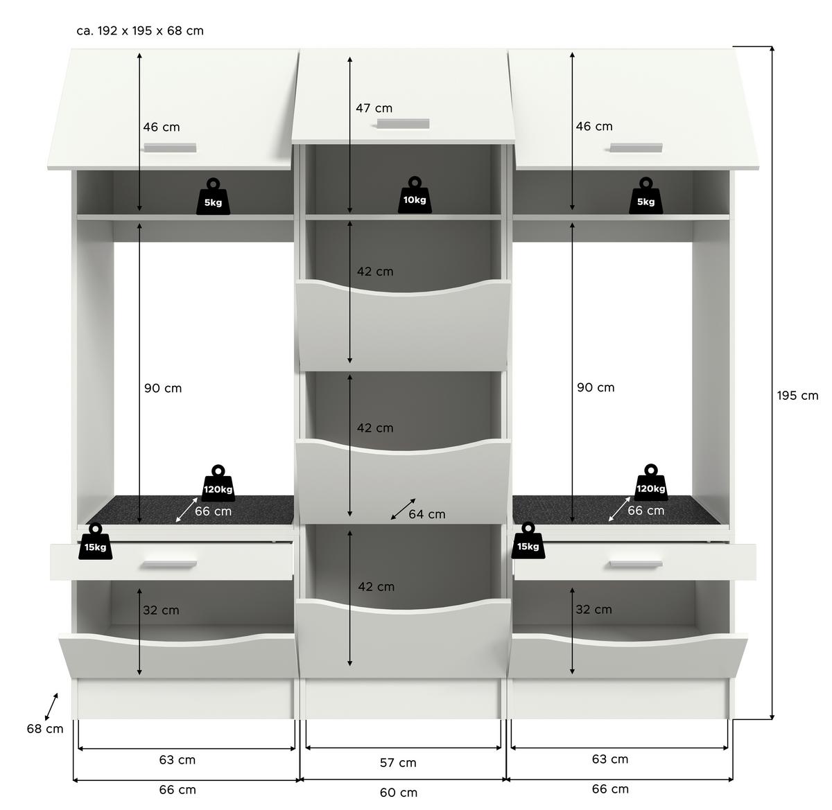 Prádelna Free bílá - bílá, Basics, kompozitní dřevo (193/195/68cm) - MID.YOU