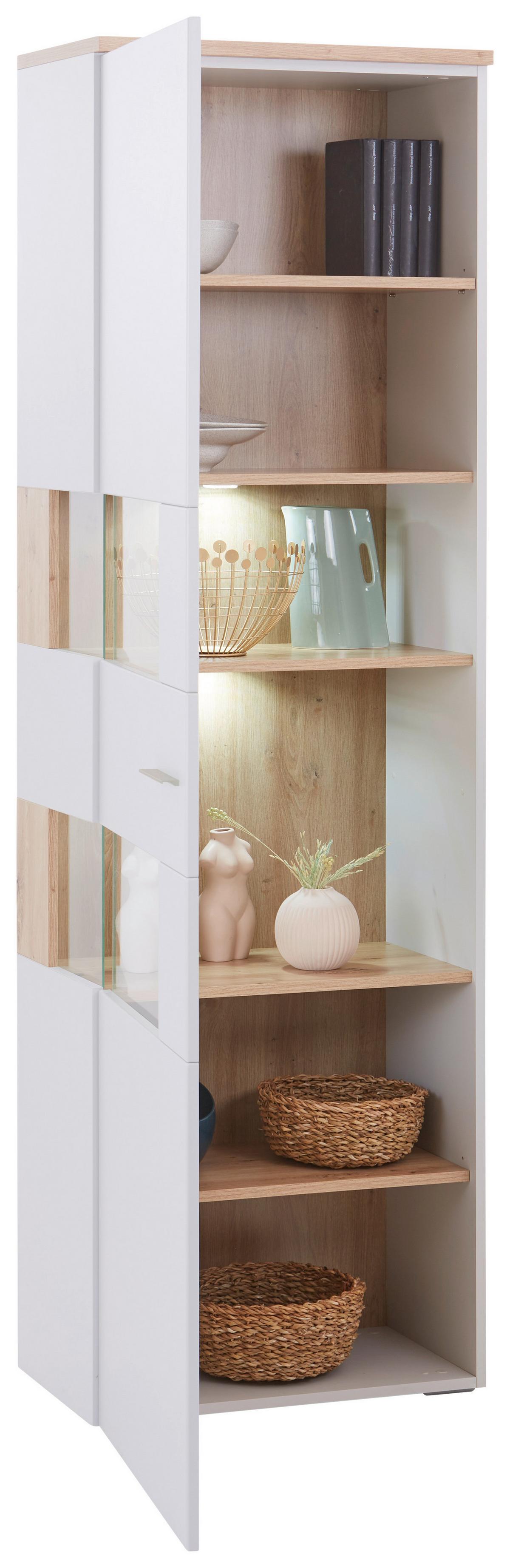 Vitrine Twin B: 60,1 Cm Hellgrau/eiche Artisan Dekor - Eiche Bianco/Eichefarben, MODERN, Holzwerkstoff (60,1/198,4/37,2cm)