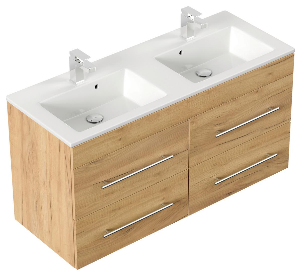 WASCHTISCHKOMBI Homeline, Eichefarben B: 120cm - Eichefarben/Weiß, Basics, Keramik/Holzwerkstoff (120cm) - MID.YOU
