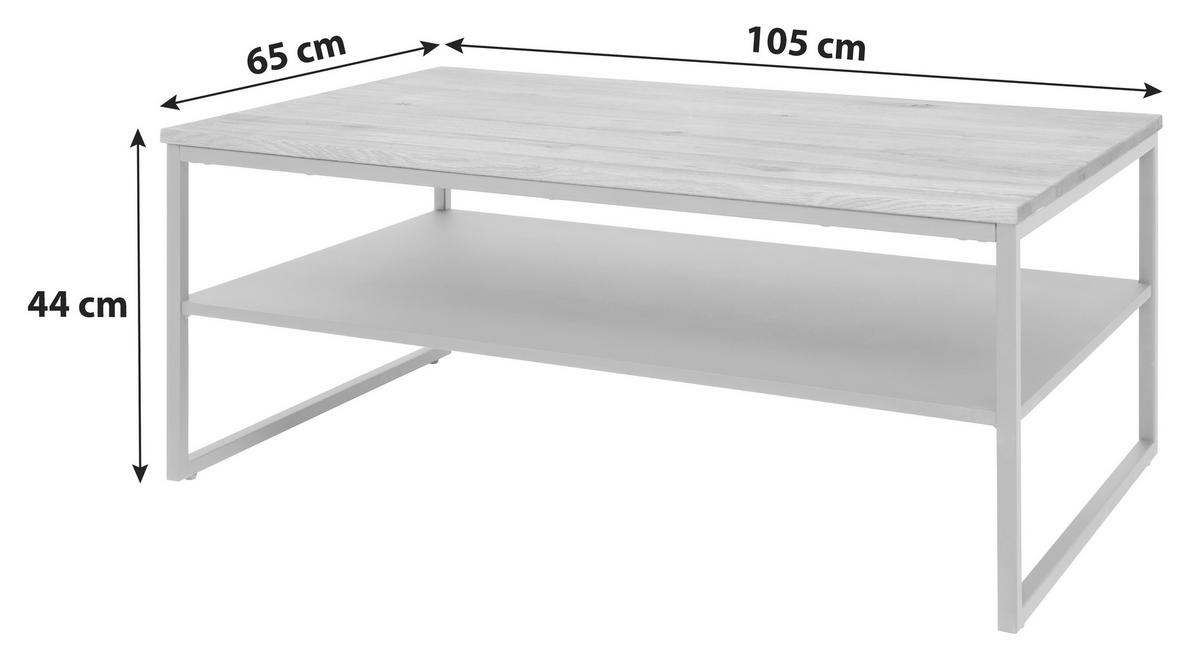 Konferenční stolek 105x65cm - černá/přírodní barvy, Moderní, kov/dřevo (105/44/65cm)