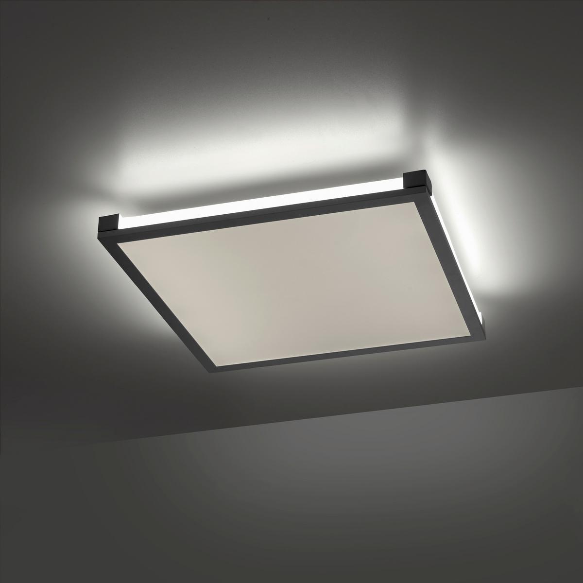 Deckenleuchte Mario L: 45 cm Quadratisch 2-Flammig dimmbar - Schwarz, Basics, Kunststoff/Metall (45/45/7,1cm)