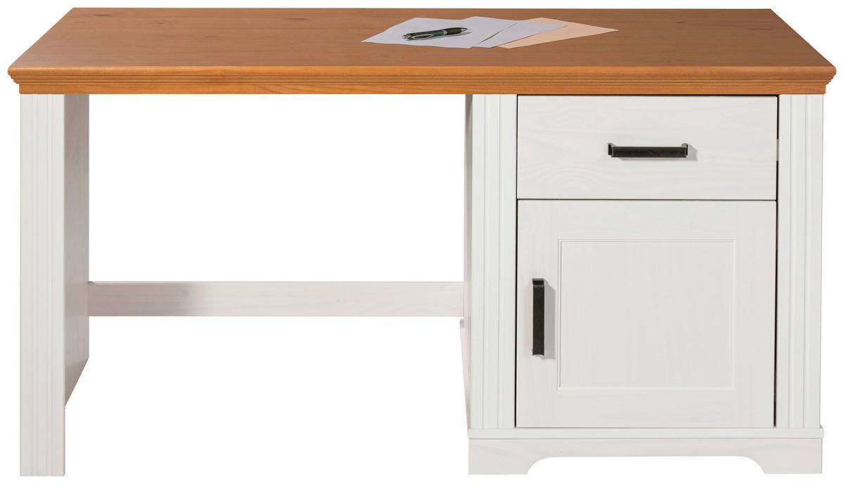 Schreibtisch Maluno 20909050 - Eichefarben/Weiß, MODERN, Holz (143/76/65cm) - MID.YOU