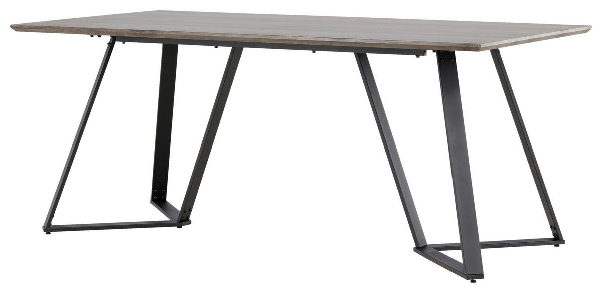Esstisch Marina - Schwarz/Grau, Design, Holzwerkstoff/Metall (180/90/75cm) - Livetastic