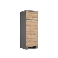 Kühlschrank-Umbauschrank Turin 60 cm Graphitfarben/Eiche - Eiche Wotan/Graphitfarben, Design, Holzwerkstoff (60/166/60cm) - Held