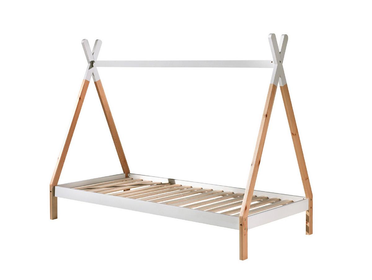 Hausbett Tipi Weiß Lackiert 90x200cm - Weiß/Kieferfarben, MODERN, Holz/Holzwerkstoff (90/200cm) - MID.YOU