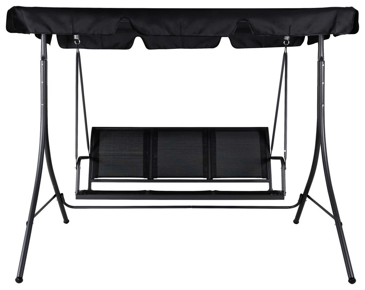 Hollywoodschaukel Montreal - Schwarz, KONVENTIONELL, Textil/Metall (204/163/130cm) - Gardenson