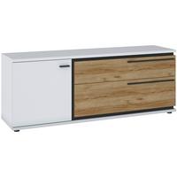 TV-Lowboard B: 152,7 cm Weiß/Eichefarben/Schwarz - Eichefarben/Schwarz, Trend, Holzwerkstoff (152,7/57,9/40cm)