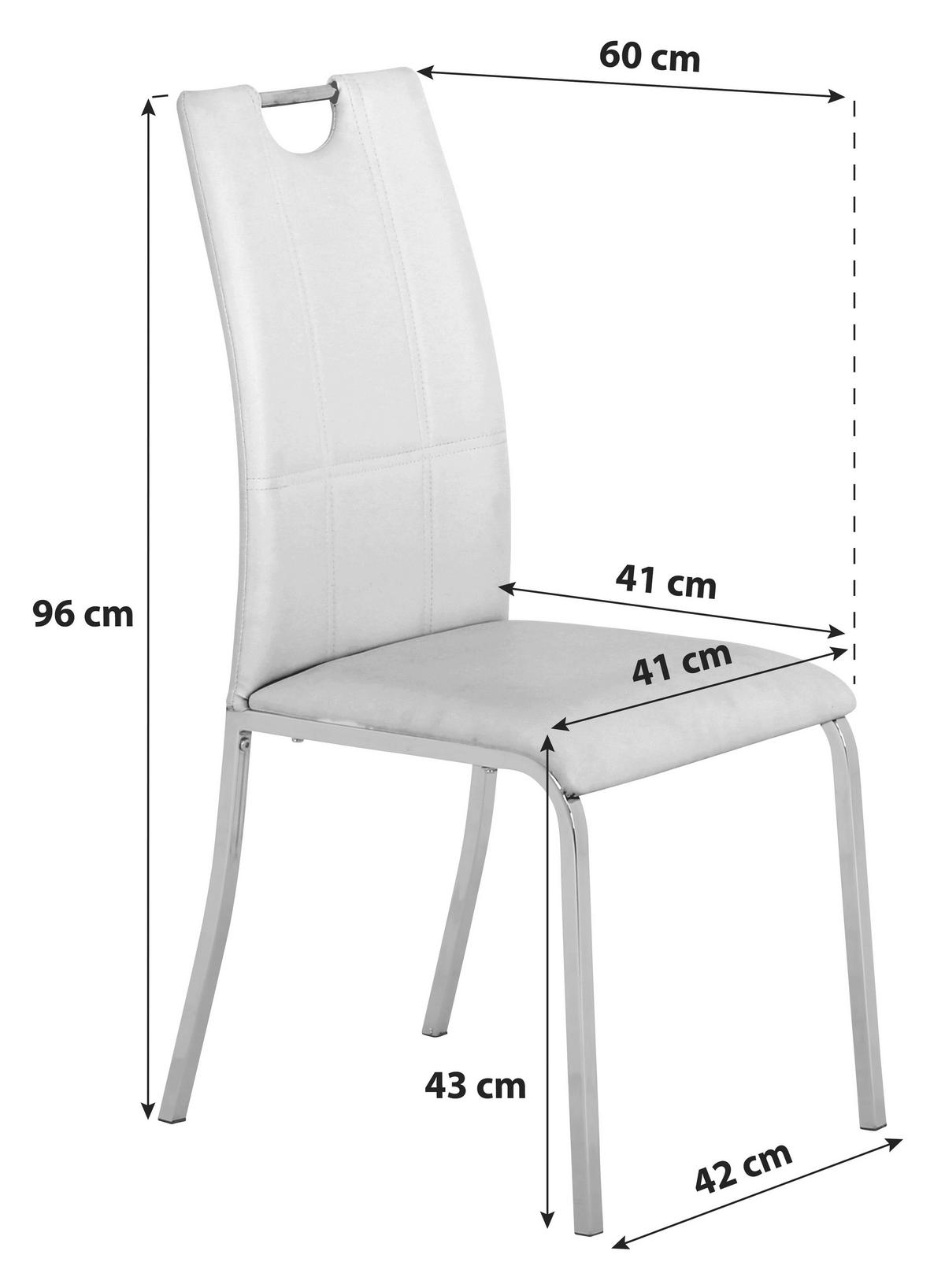 Esszimmerstuhl Mandy Lederlook Weiß Gepolstert - Chromfarben/Weiß, KONVENTIONELL, Textil/Metall (42/96/60cm)