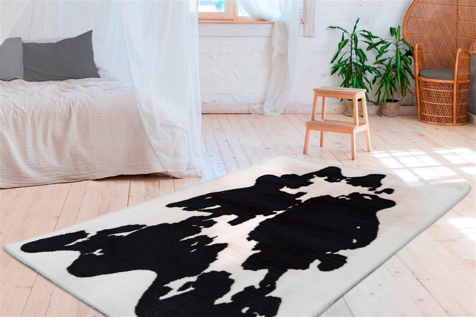 Hochflorteppich Rabbit Animal Schwarz/weiß, 160x230 Cm - Schwarz/Weiß, KONVENTIONELL, Textil (160/230cm)