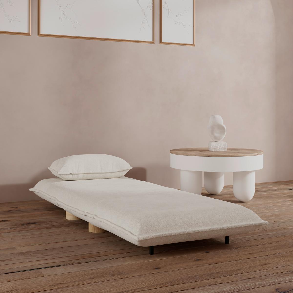 Rozkladacie kreslo BELLA, biela, max. 120 kg - biela/prírodná farba, Modern, kov/drevo (83/41/63cm) - Bessagi Home