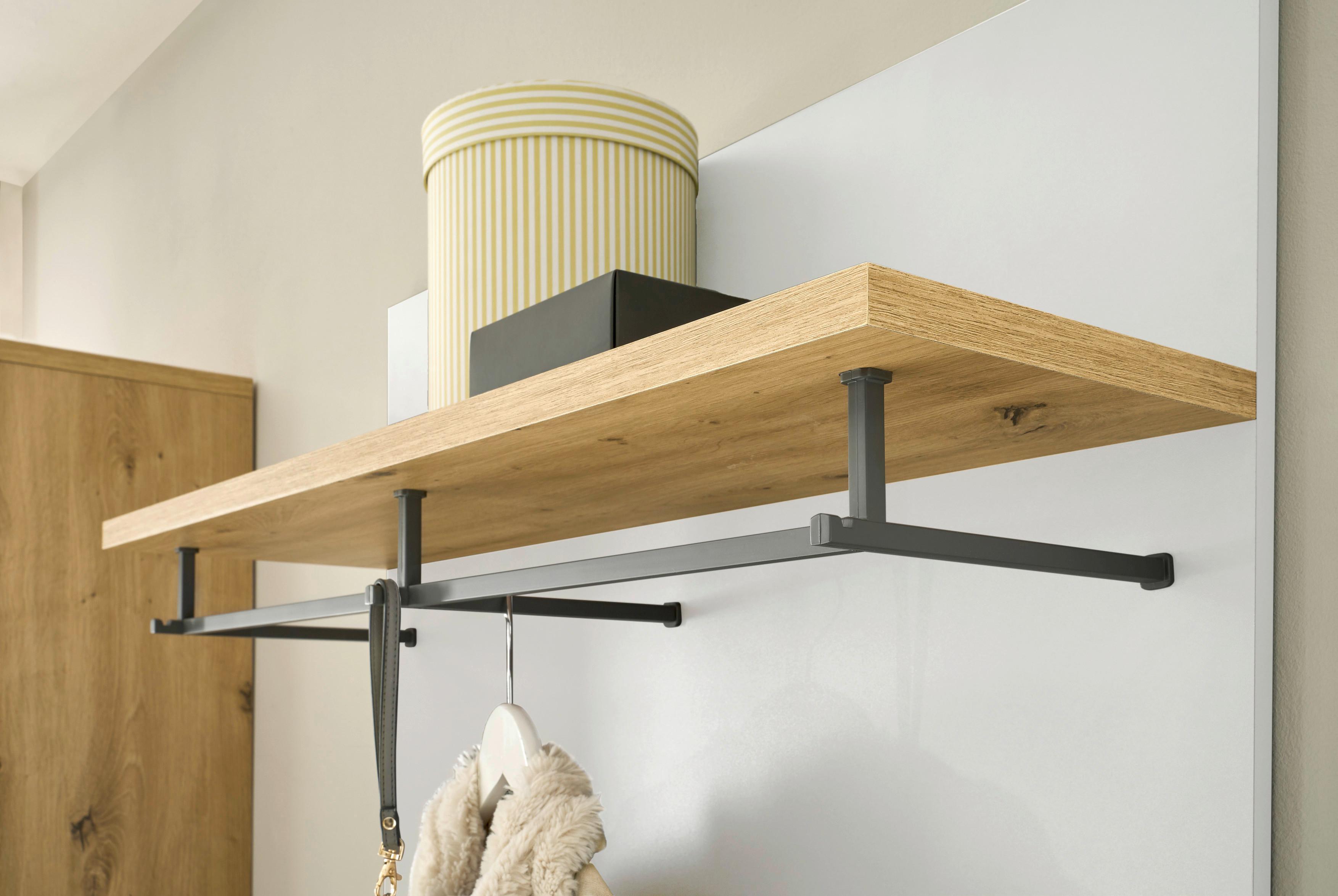 Garderobenpaneel Milan Weiß/ Eiche Dekor +hutablage B: 85cm - Dunkelgrau/Weiß, Design, Holzwerkstoff (85/95/27cm) - MID.YOU