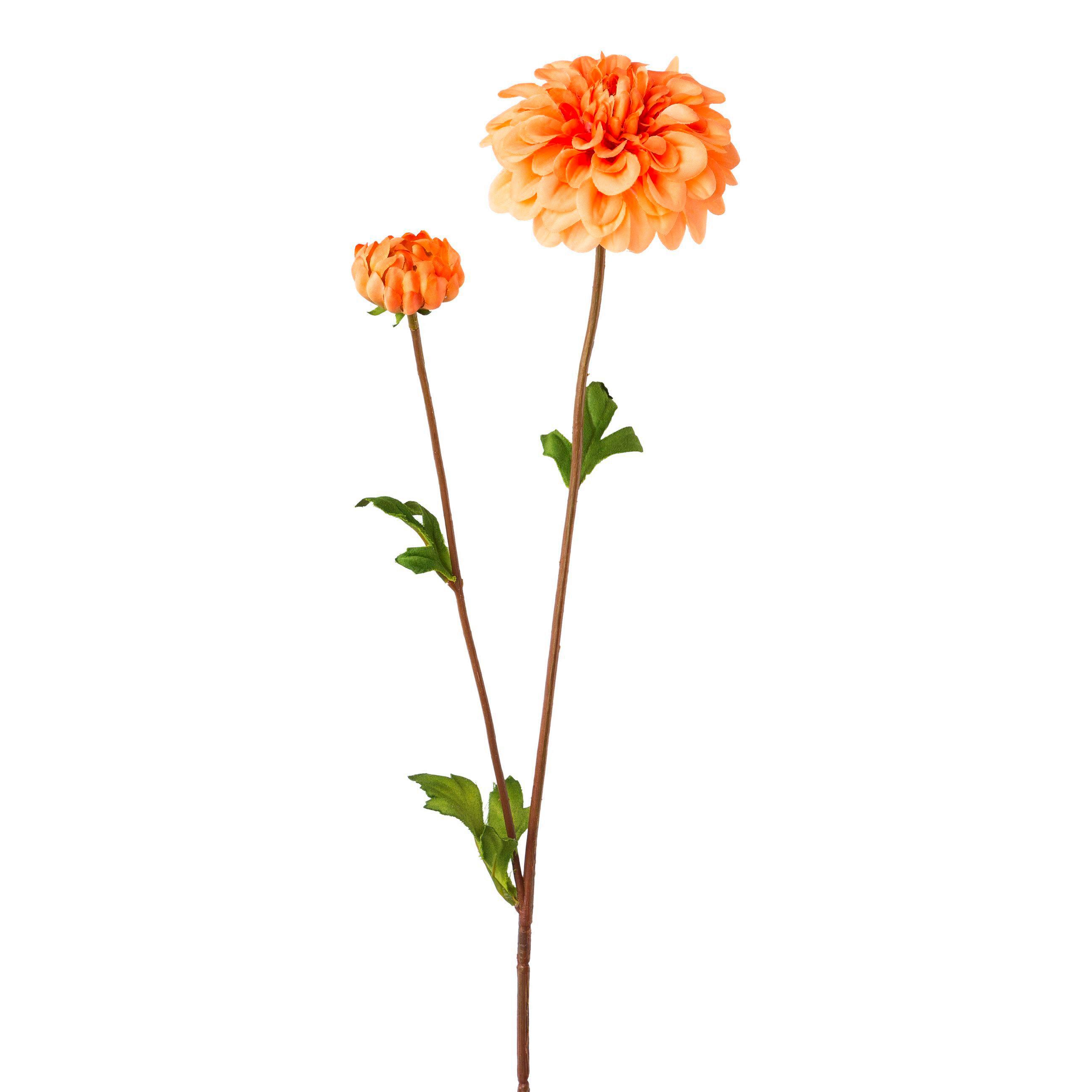 Kunstpflanze Dahlie Dali L 63 cm - Orange/Grün, KONVENTIONELL, Kunststoff (63cm)
