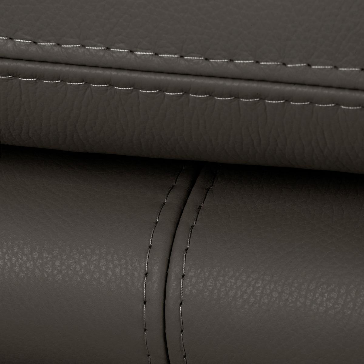 3-Sitzer-Sofa Comodo Echtleder Dunkelbraun B: 214cm - Dunkelbraun/Silberfarben, Design, Leder (214/90/88cm) - Livetastic