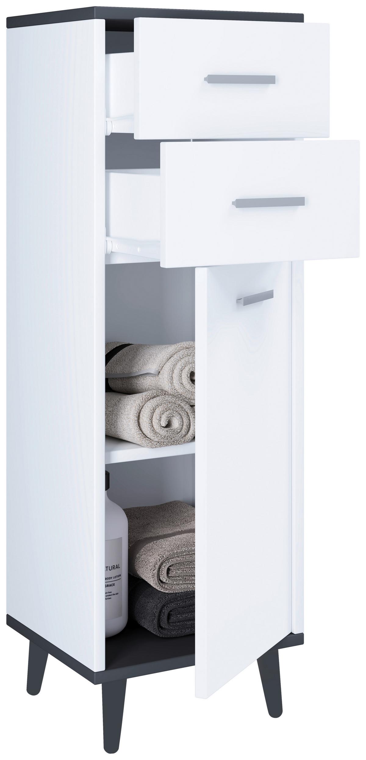 Midischrank Bad Landos B:32cm Weiß - Anthrazit/Weiß, MODERN, Holzwerkstoff (32/97/28cm) - MID.YOU