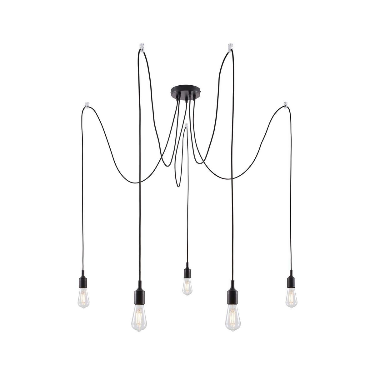Hängeleuchte H: ca. 200 cm 5-Flammig - Schwarz, Basics, Metall (15,0/200,0cm) - Paulmann