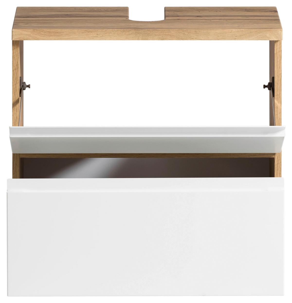 Waschbeckenunterschrank Varese B: 60 cm Wotaneiche Dekor/Weiß - Eiche Wotan/Weiß, MODERN, Holzwerkstoff (60/59/35cm) - Held