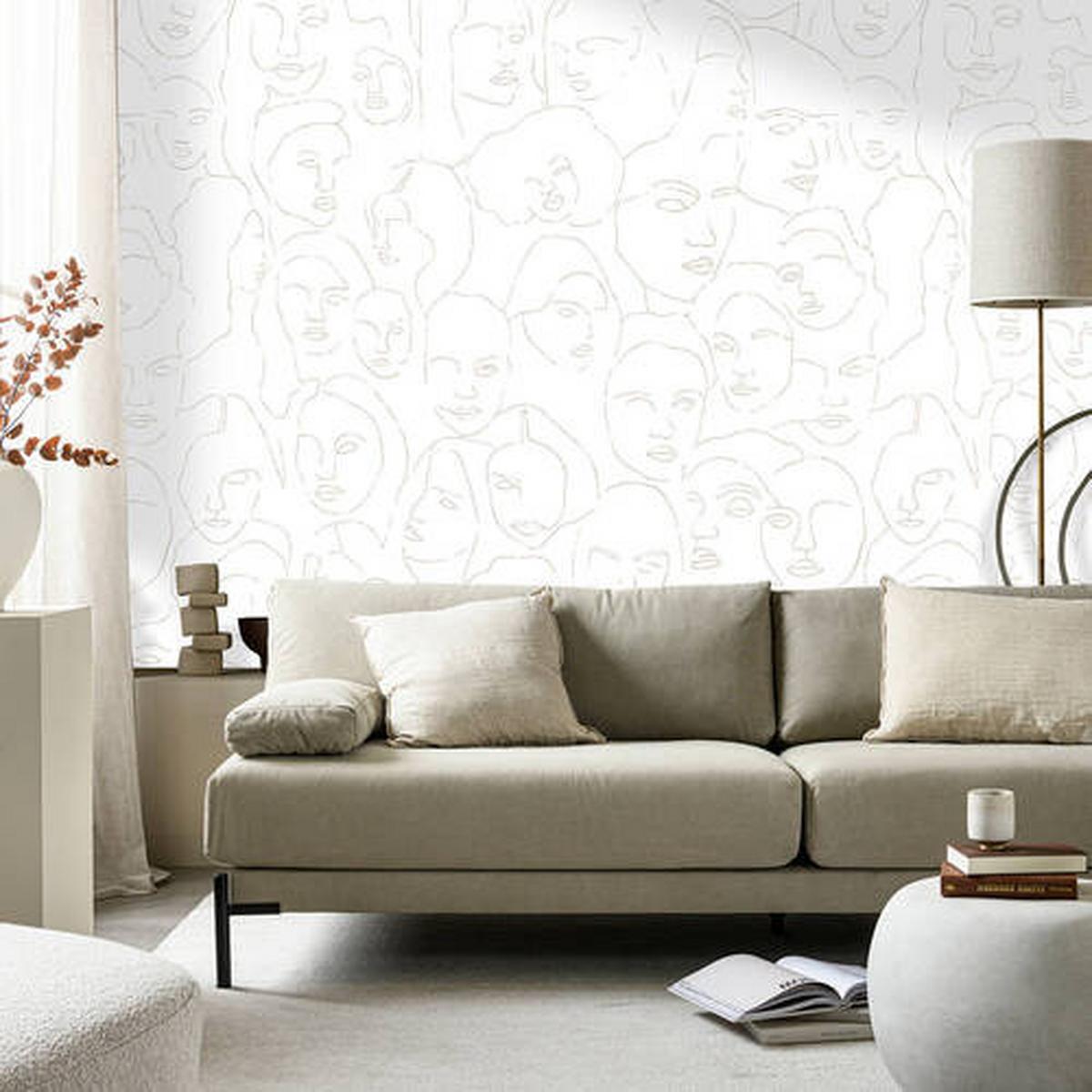 Fototapete Faces - Beige/Weiß, Trend, Papier/Kunststoff (150/280cm)