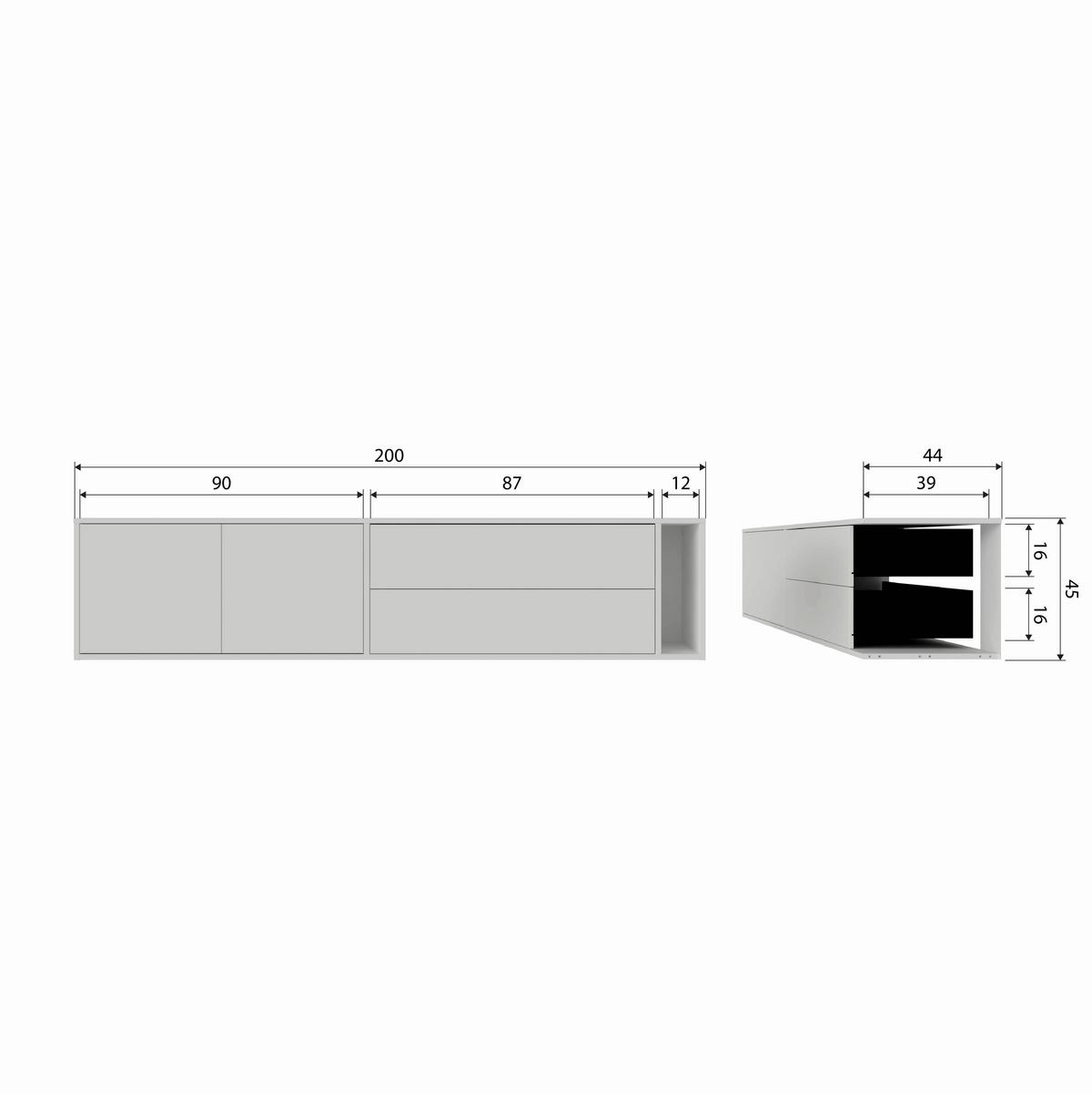 LOWBOARD Settle Down Grau B: 200cm - Grau, Design, Holz (200/45/44cm) - Livetastic