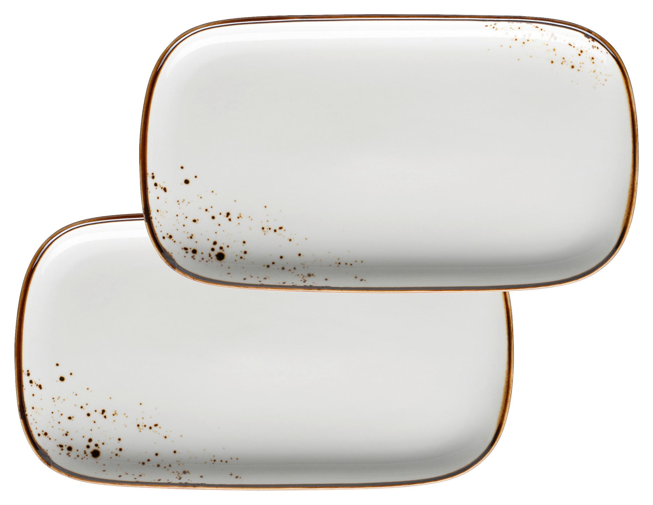 Servierplatten-Set Pintar Braun/Beige, 2-teilig - Beige/Braun, Trend, Keramik (25/2/14cm) - Mäser