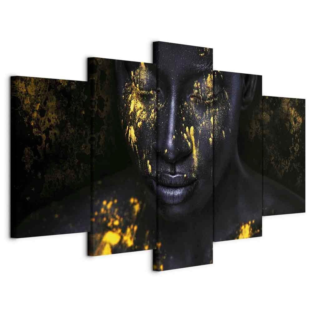 Leinwandbild Schwarz Goldfarben B: 200 Cm - Goldfarben/Schwarz, Basics, Holzwerkstoff/Textil (200/100/1,2cm) - artgeist