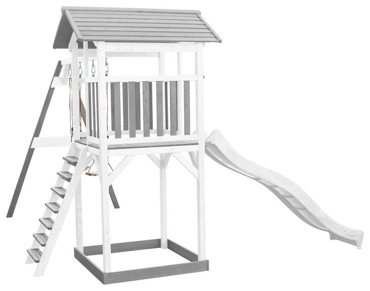 Spielturm A025.122.92 - Weiß/Grau, KONVENTIONELL, Holz/Kunststoff (356,6/241,9/349cm) - Ambia Garden