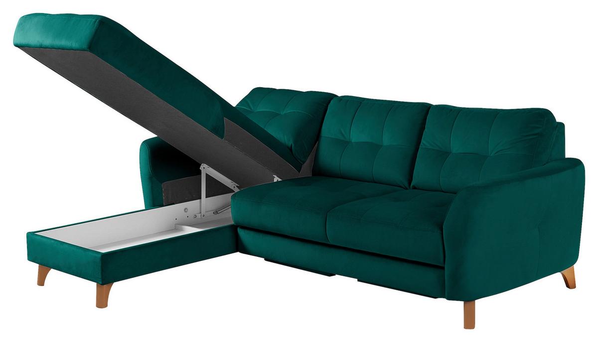Ecksofa Nordic. Petrol S: 168x238 cm - Buchefarben/Petrol, Design, Textil (168/238cm) - Livetastic