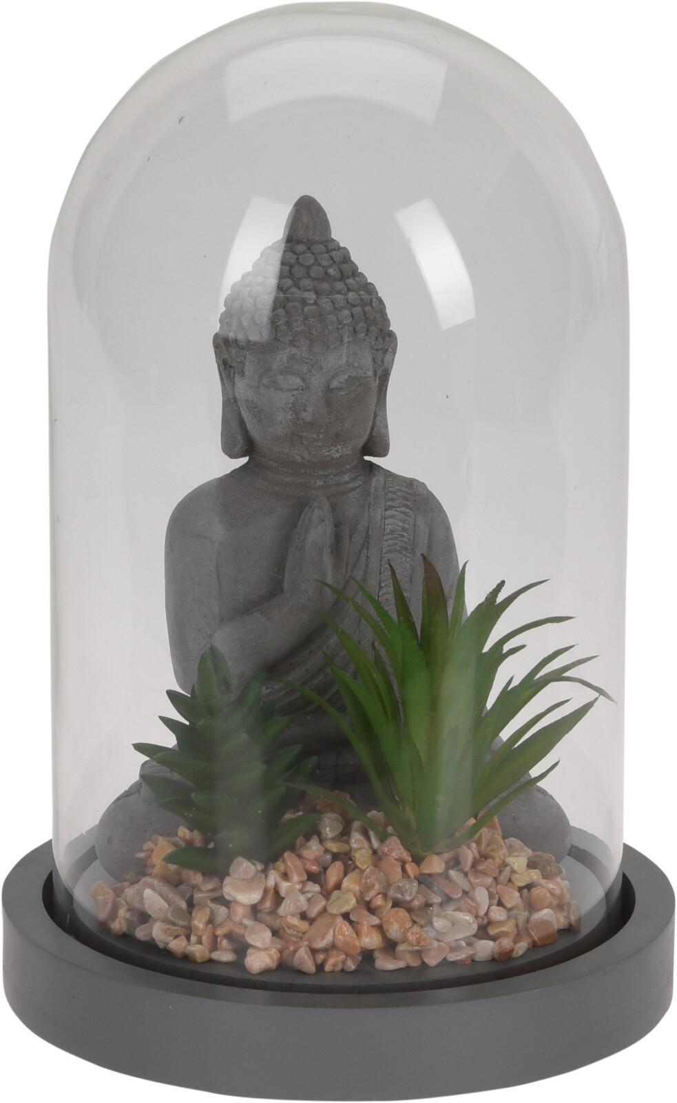 Buddha Műnövény - Natúr/Áttetsző, Műanyag/Üveg (14/24cm)