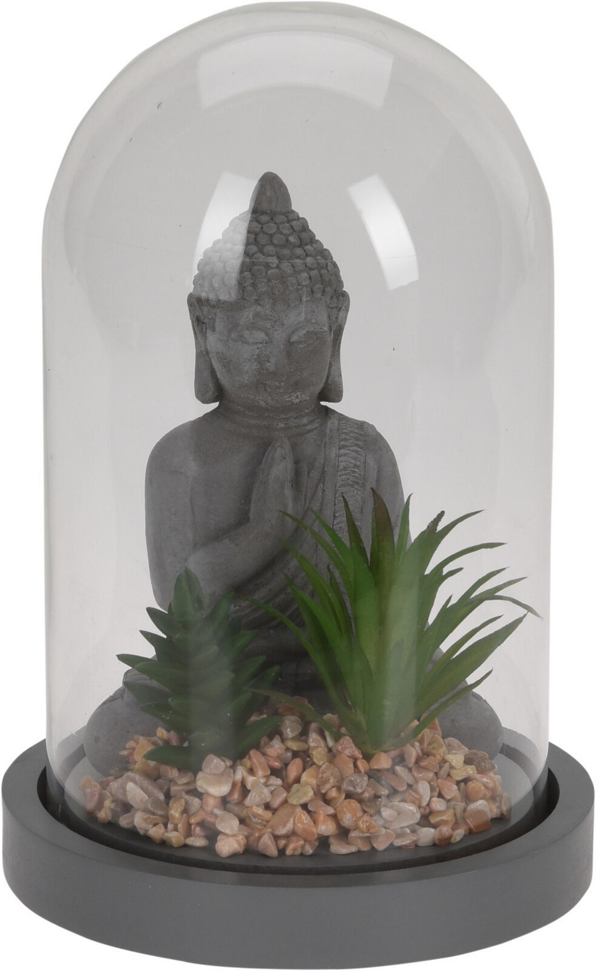 Buddha Műnövény - natúr/áttetsző, műanyag/Üveg (14/24cm)