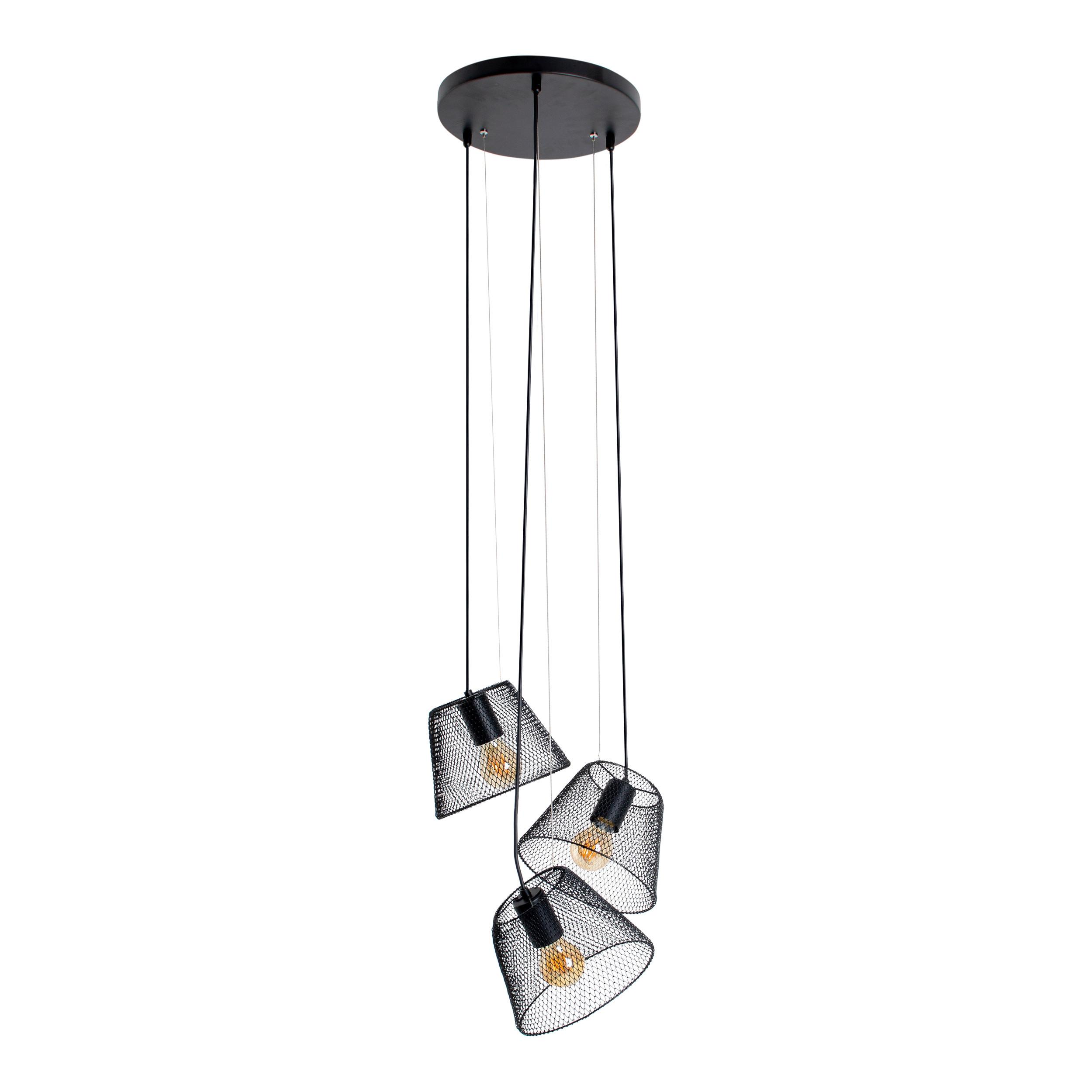Hängeleuchte Korie H: 120 cm 3-Flammig - Schwarz, Trend, Kunststoff/Metall (20/120cm) - Näve