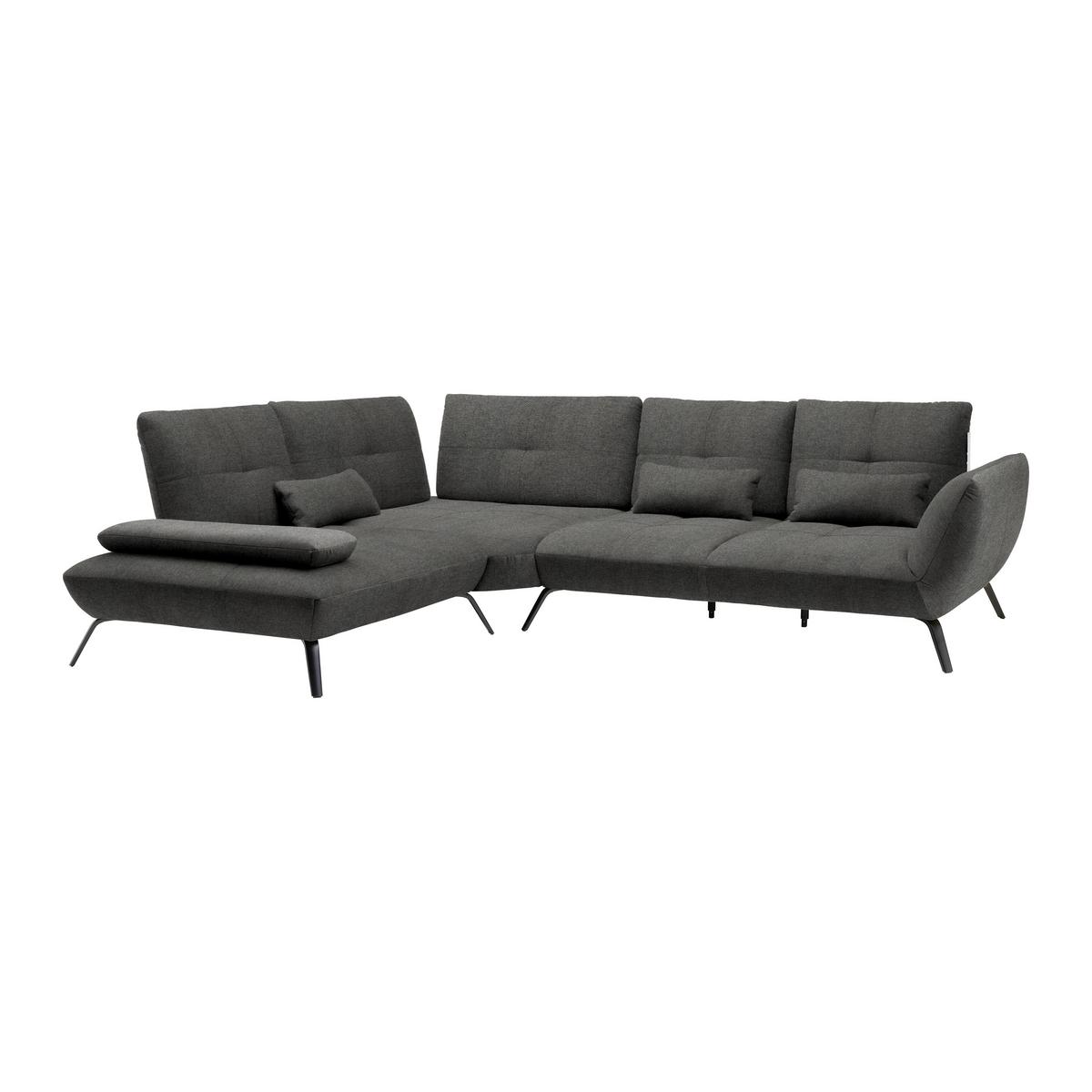 Rohová sedačka TRENDY, levá, antracitová - černá/antracitová, Moderní, kov/kompozitní dřevo (250/93/310cm) - Premium Living