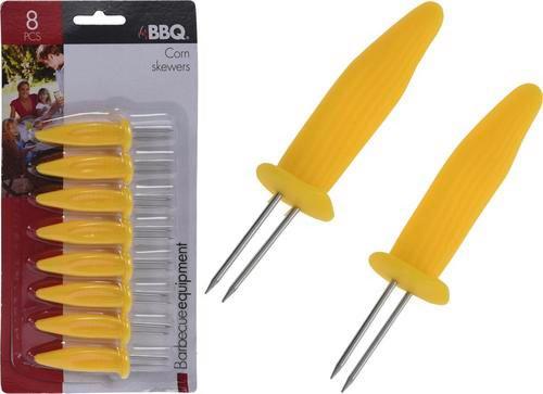 Kukoricacső-tartó Bbq - sárga/ezüst, Basics, műanyag/fém (12/2/24cm)