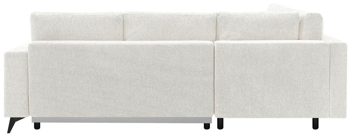 Ecksofa mit Schlaffunktion & Bettkasten Texas Creme - Creme/Schwarz, KONVENTIONELL, Holz (203/259cm)