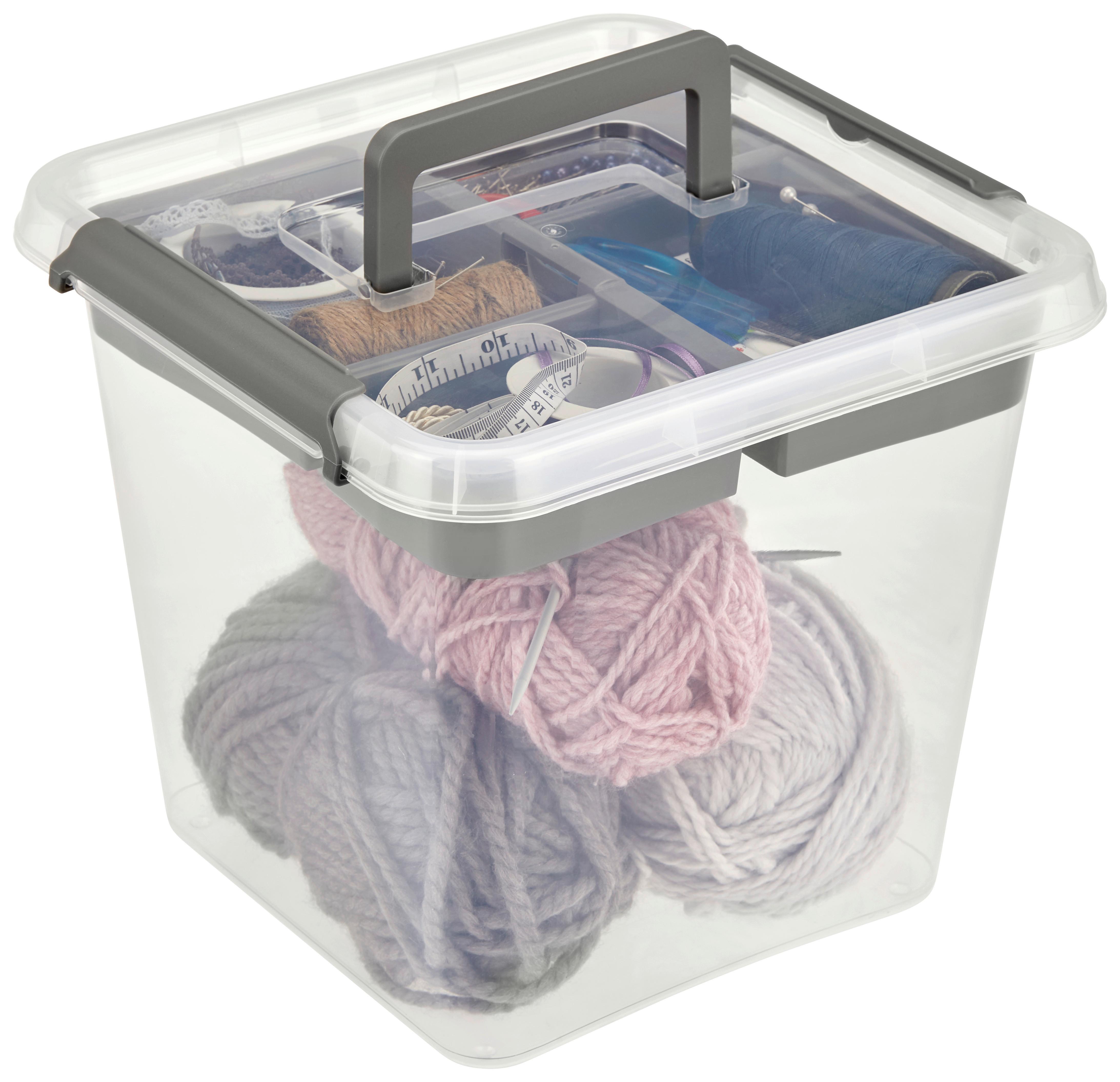 Aufbewahrungsbox mit Deckel Mila 13l, 29,5x29,5x26,5 cm - Transparent/Schwarz, KONVENTIONELL, Kunststoff (29,5/29,5/26,5cm) - Homezone