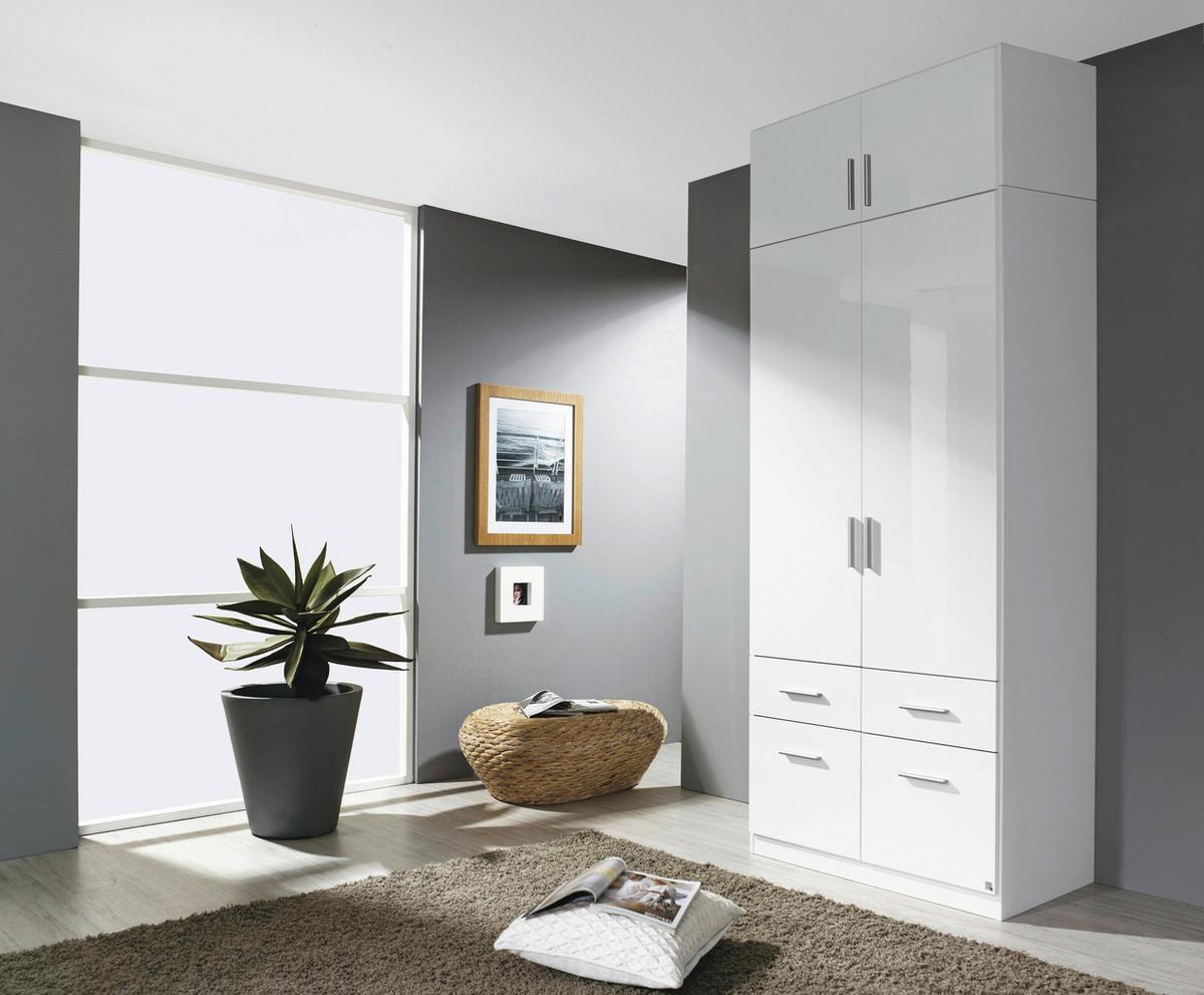 Aufsatzschrank 91cm Celle Alpinweiß, Weiß Hochglanz - Weiß Hochglanz/Weiß, MODERN, Holz (91/40/54cm)