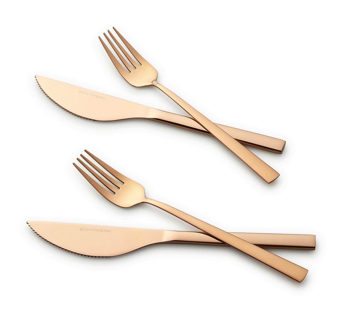 Pizzabesteck 4-Teilig für 2 Personen - Kupferfarben, Basics, Metall (23cm) - Echtwerk