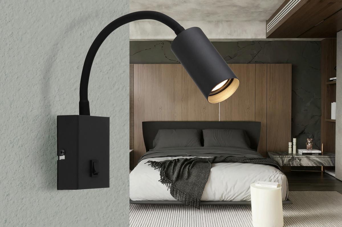 LED-Wandleuchte 3000k, 6w - Schwarzchrom/Schwarz, Design, Kunststoff/Metall (13/35,5cm) - Globo