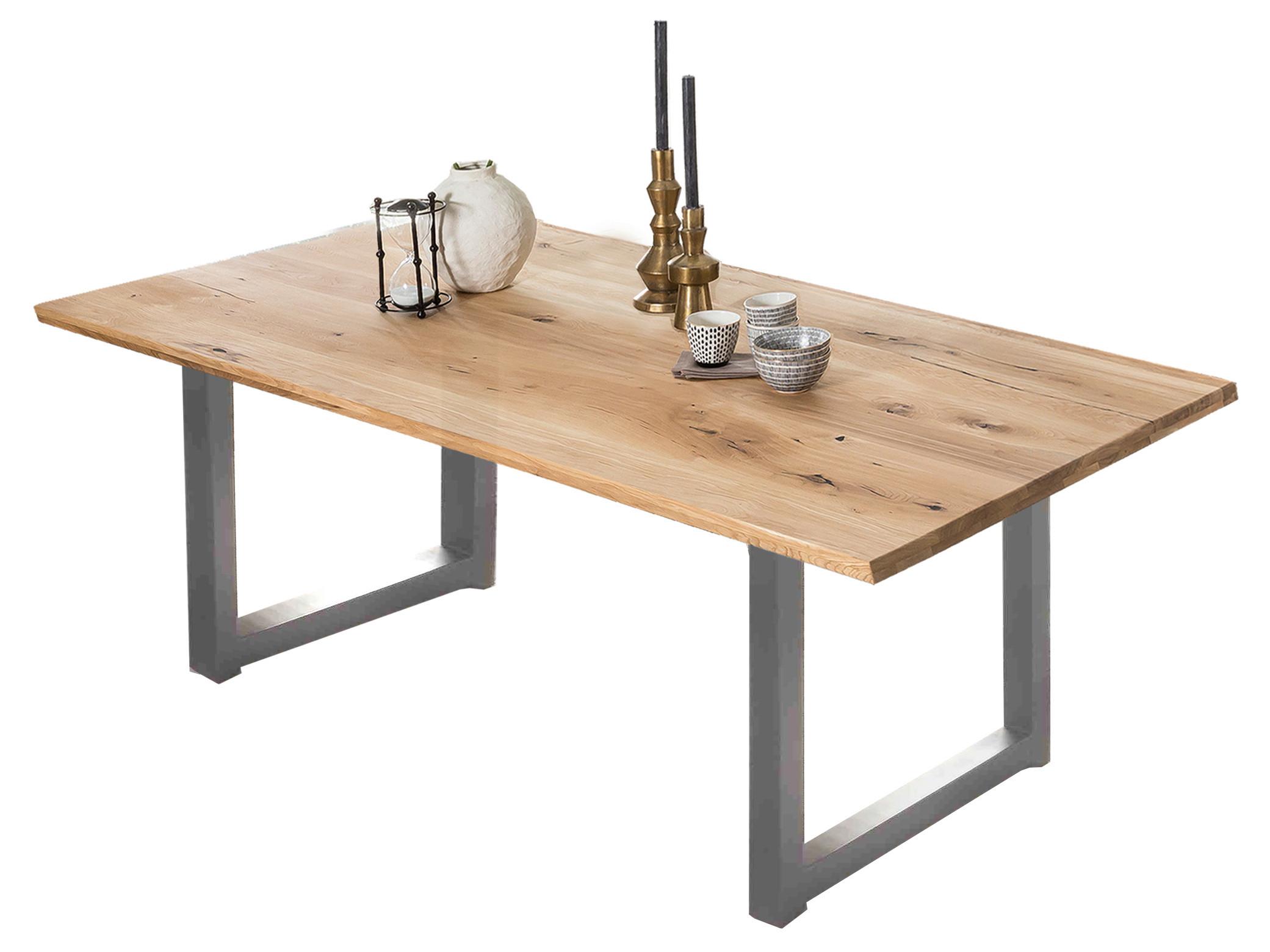 Esstisch Naturfarben /Silberfarben L: 240cm - Silberfarben/Naturfarben, MODERN, Holz/Metall (240/100/75cm) - MID.YOU