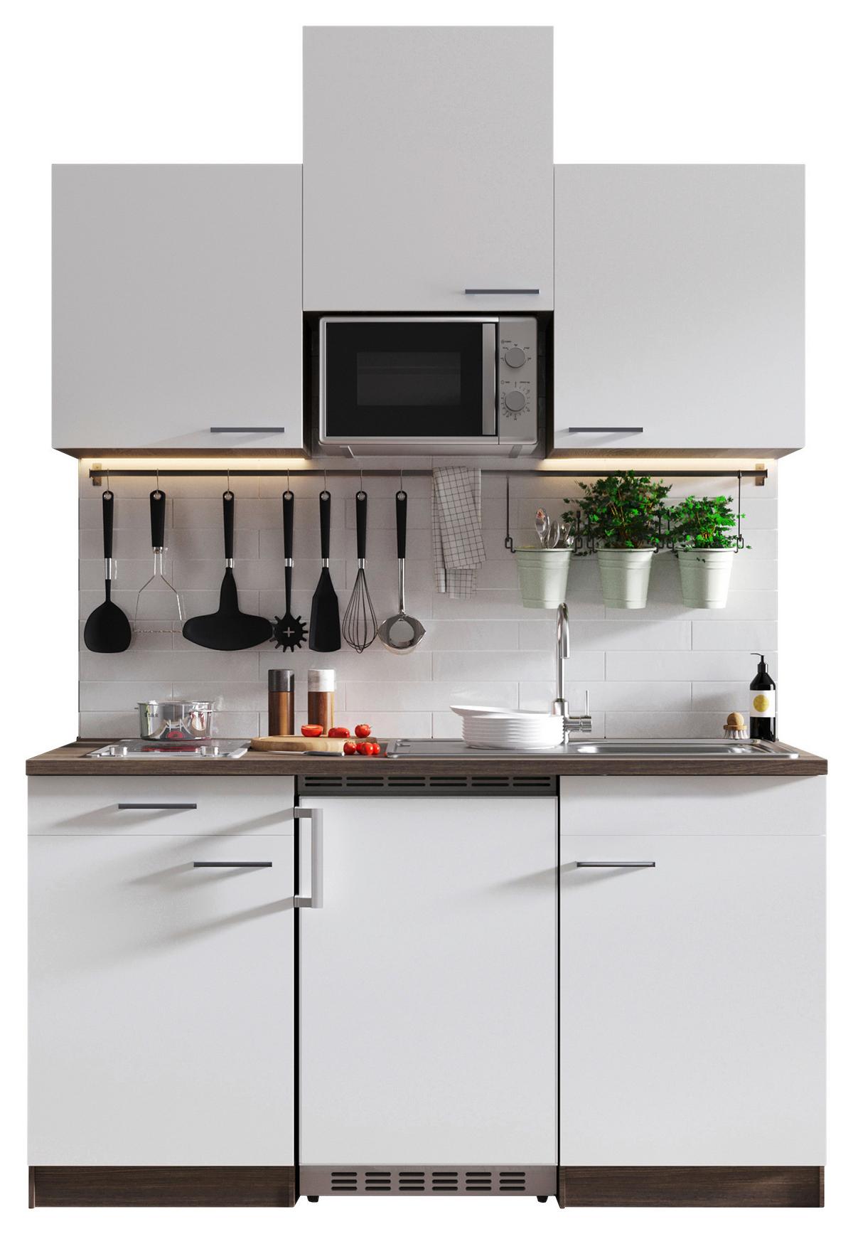Miniküche Oliver Singleküche 150 cm - Eichefarben/Weiß, Basics, Holzwerkstoff (150cm) - Respekta