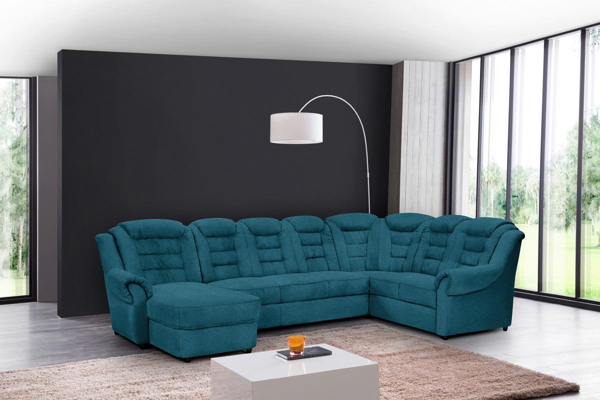 Wohnlandschaft Boston Blau Chenille - Blau/Schwarz, KONVENTIONELL, Textil (165/333/216cm) - Livetastic