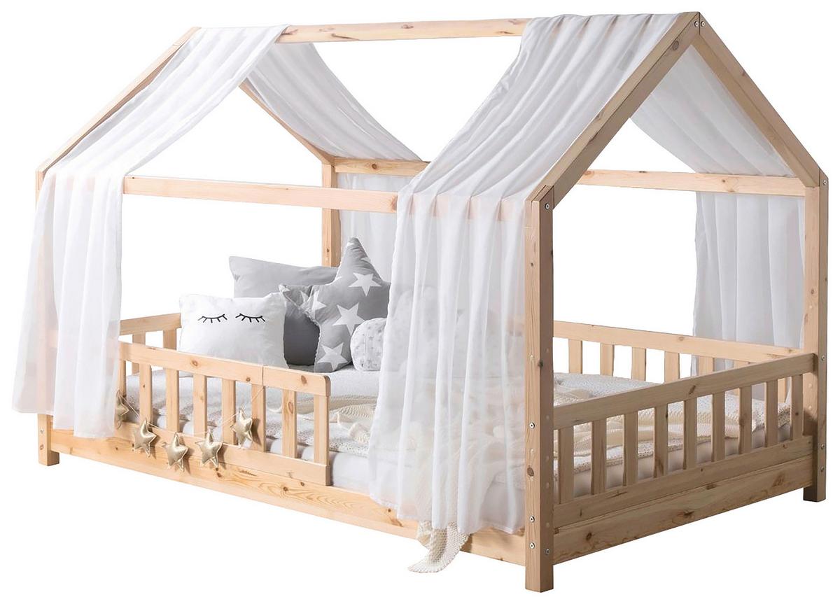 Hausbett Kim Naturfarben/Weiß 90x200cm - Naturfarben/Weiß, MODERN, Holz/Textil (90/200cm) - Livetastic