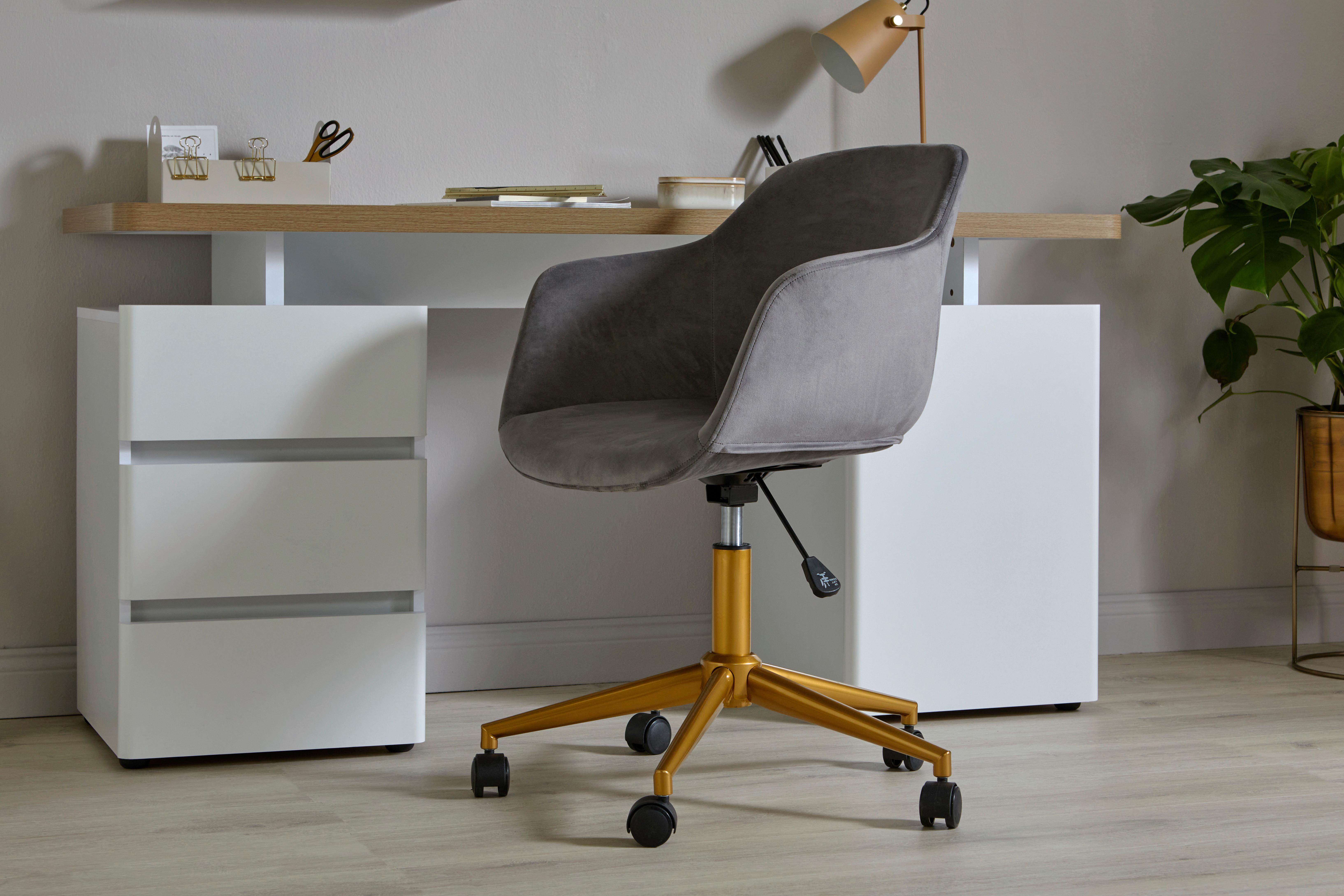 Drehstuhl Shell Worx - Goldfarben/Grau, MODERN, Kunststoff/Textil (56,5/59/78-87cm) - Livetastic