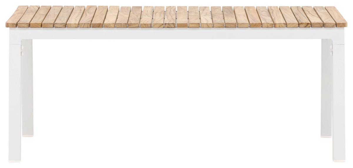 Loungetisch Brasilia - Weiß/Teakfarben, KONVENTIONELL, Holz/Metall (110/60/45cm) - Gardenson