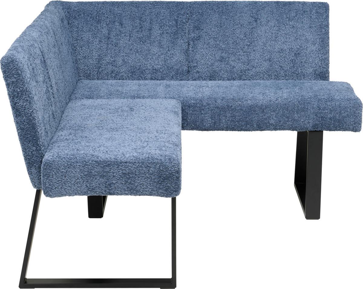 Eckbank Terri Dunkelblau, ca. 163x132 cm - Schwarz/Dunkelblau, KONVENTIONELL, Textil/Metall (160/130cm) - MID.YOU