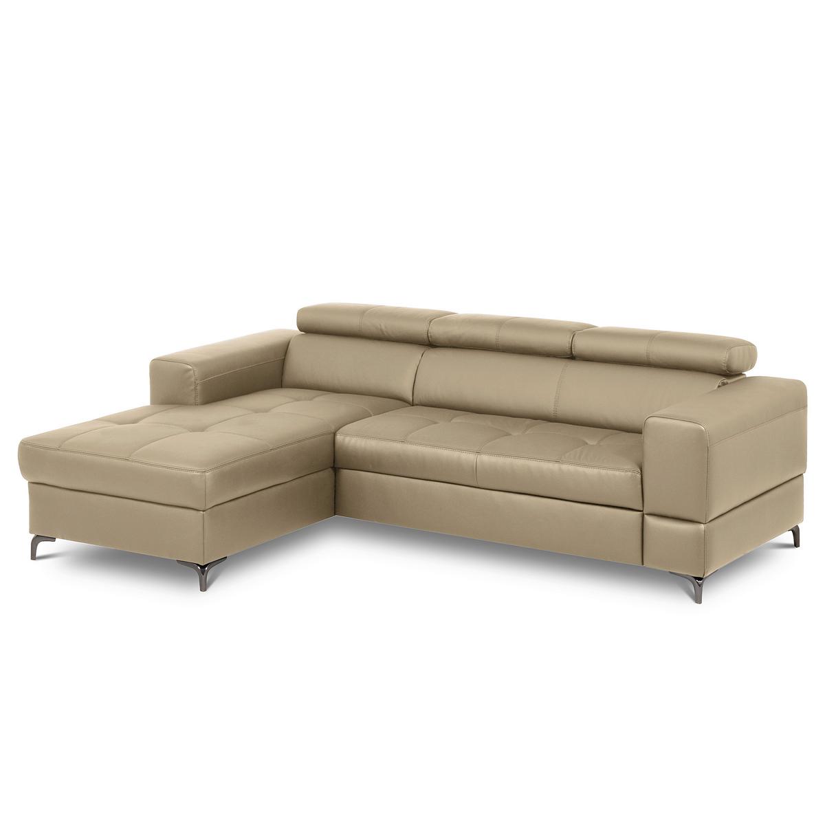 Ecksofa Torino Teilleder Hellgrau 173x247 - Hellgrau/Schwarz, Design, Leder/Textil (173/247cm) - Livetastic