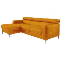 Ecksofa Sammy Gelb - Chromfarben/Gelb, Design, Leder (169/226cm) - Livetastic